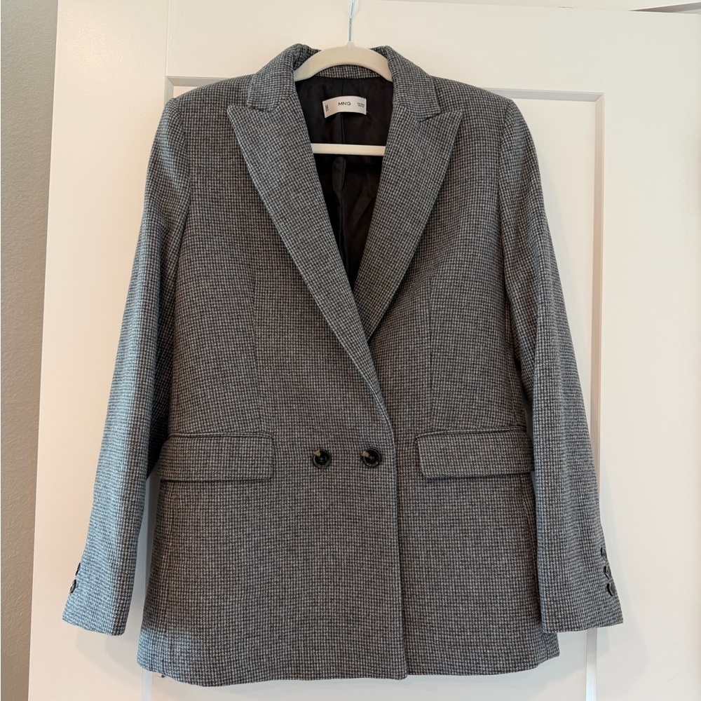 Mango Houndstooth Wool-blend blazer -small - Picture 3 of 7